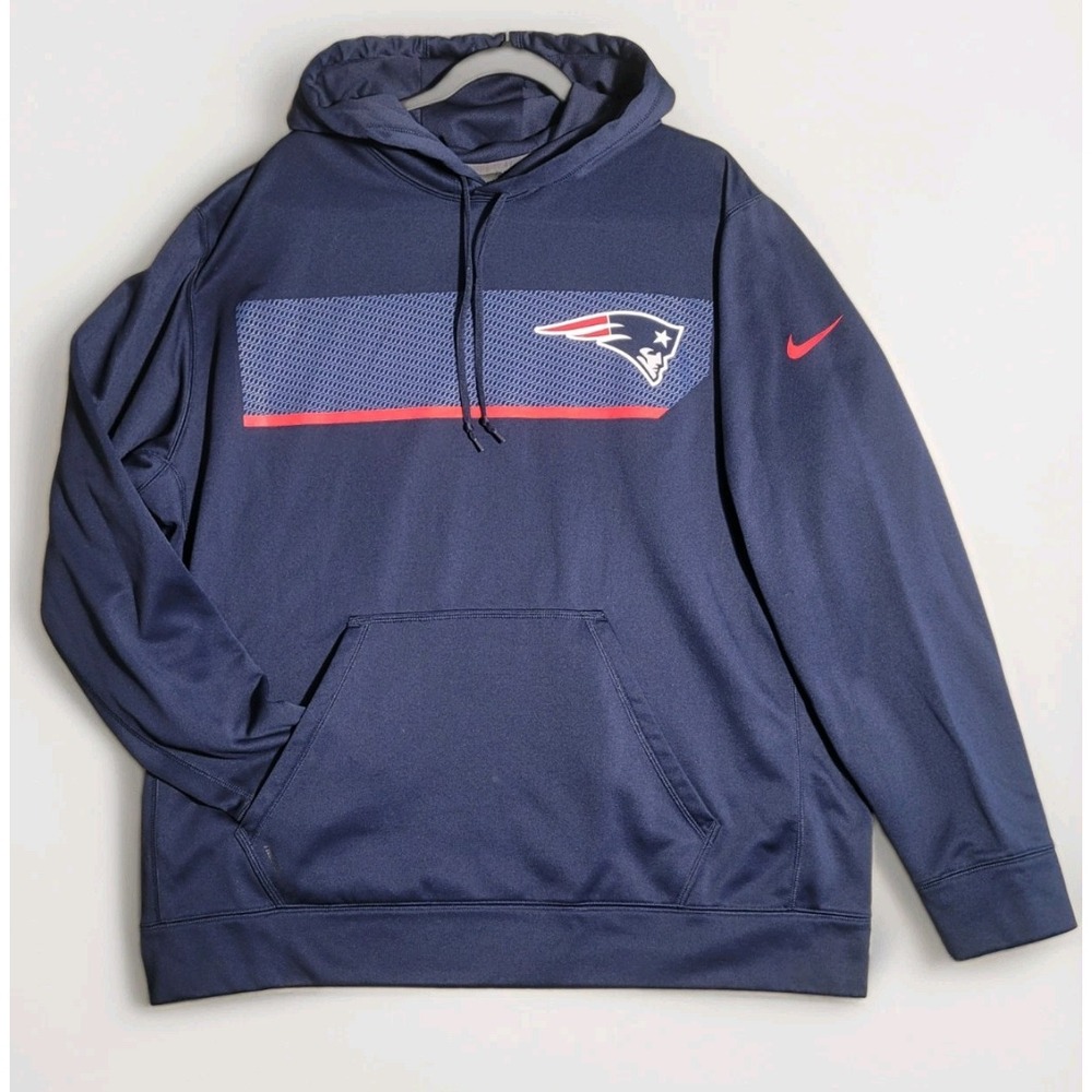 Nike New England Patriots Therma Fit Hoodie Sweatshirt NFL Football Blue Sz XXL